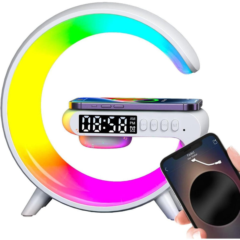 Coluna Luminária G, RGB Bluetooth Carregador, Relógio Cor Industrial, 110V 220V